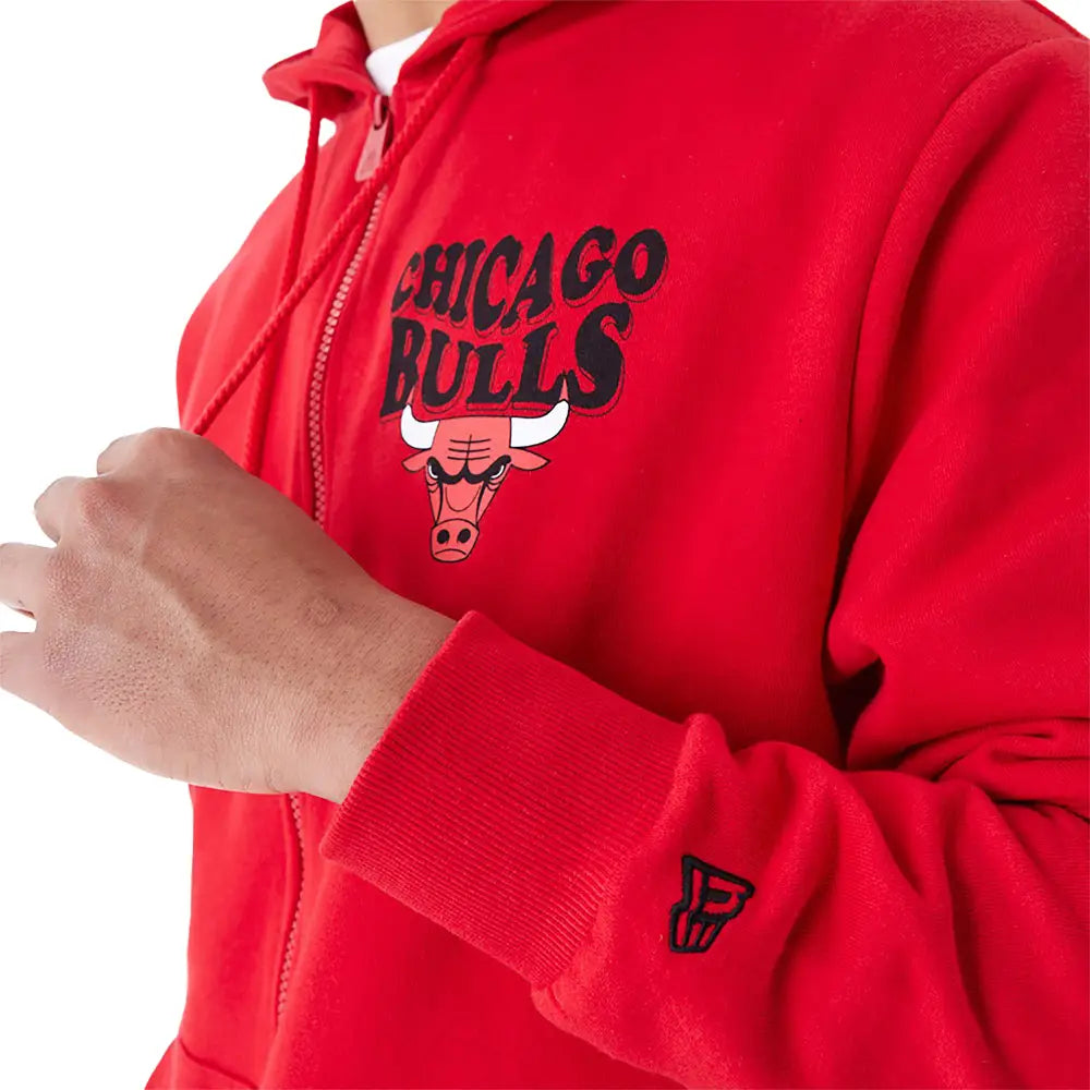 Chicago Bulls Nba Script Red Full Zip Hoodie