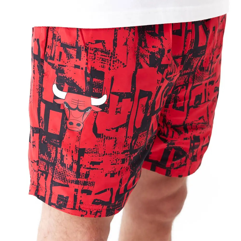 Chicago Bulls Nba All Over Print Red Shorts