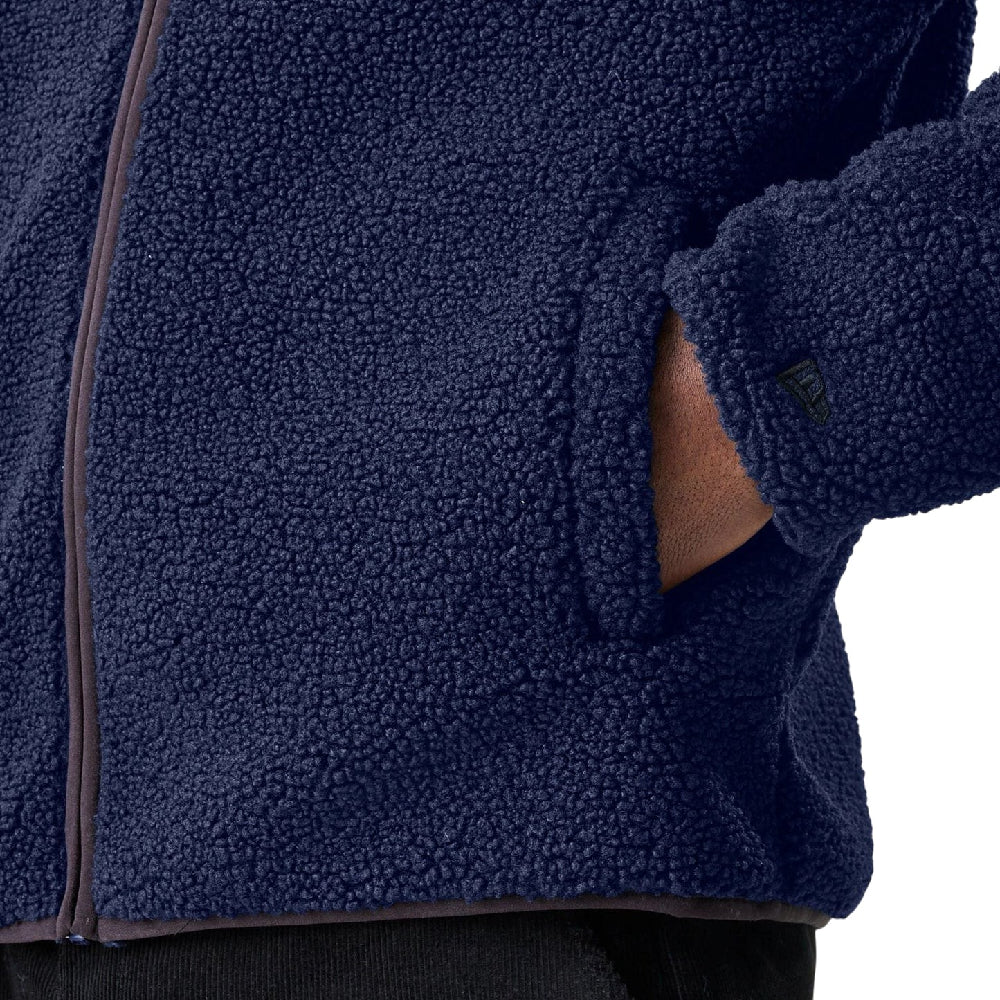 Navy Hooded Sherpa Jacket