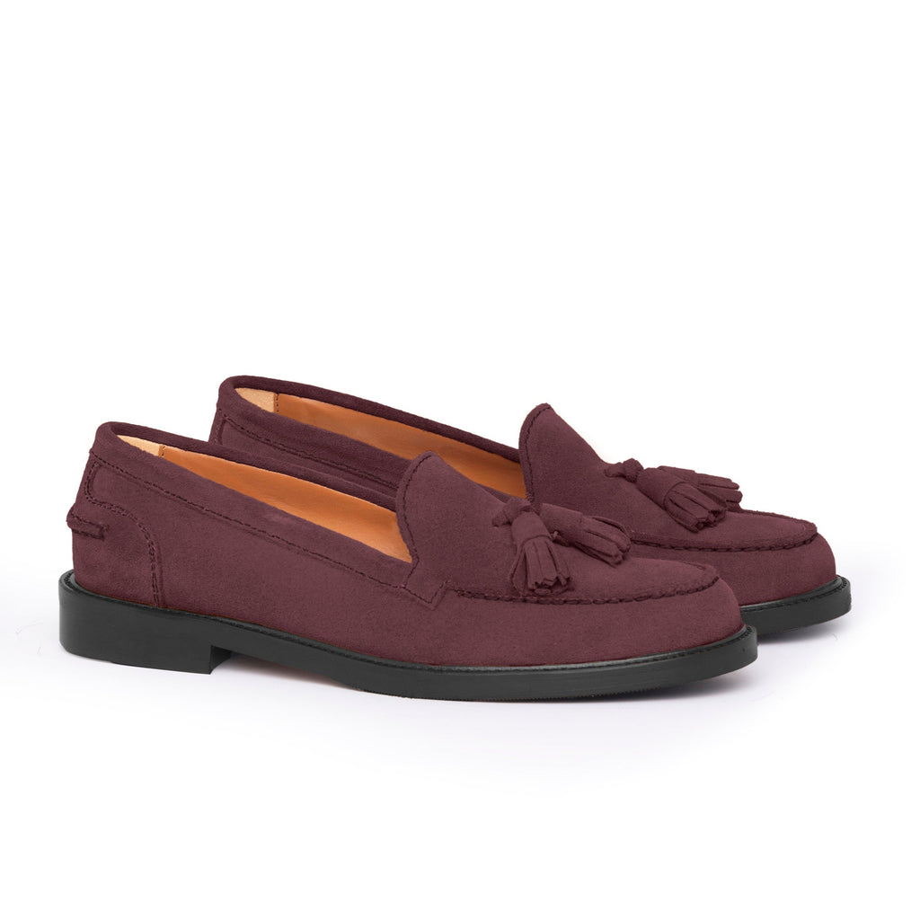 Mocassini  Donna con fiocco in Camoscio - Bordeaux