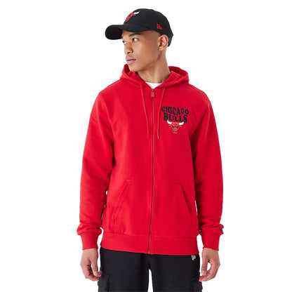 Chicago Bulls Nba Script Red Full Zip Hoodie