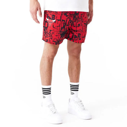 Chicago Bulls Nba All Over Print Red Shorts