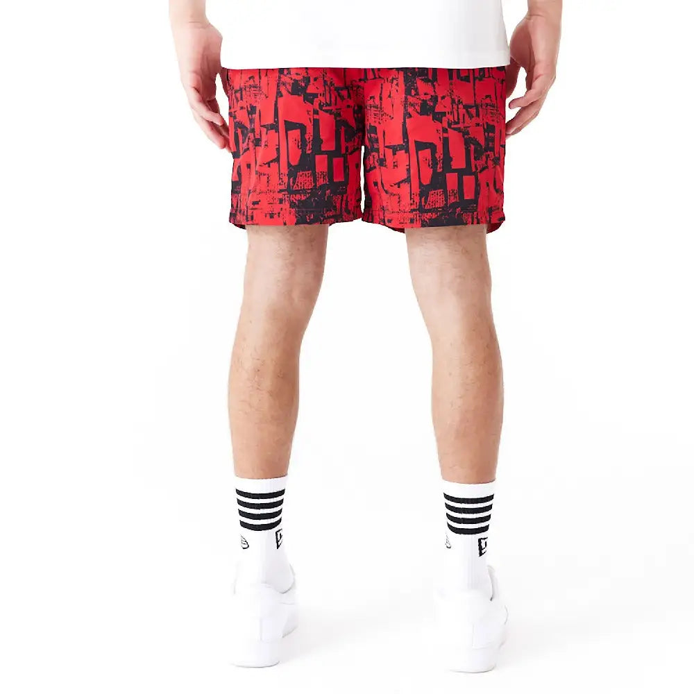 Chicago Bulls Nba All Over Print Red Shorts