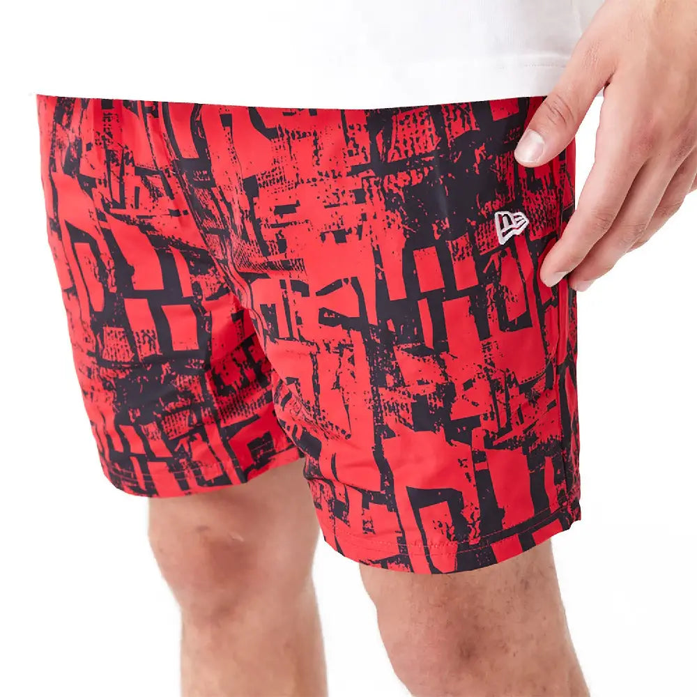 Chicago Bulls Nba All Over Print Red Shorts