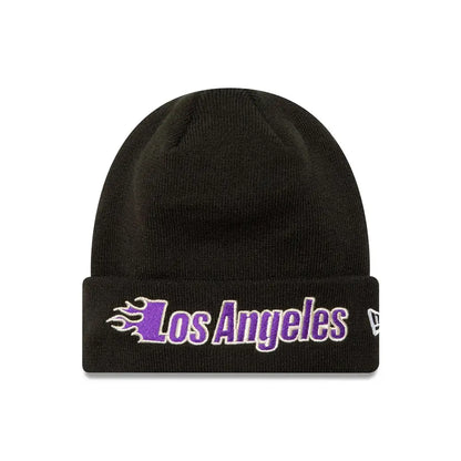 LA Lakers NBA Metallic Black Cuff Knit Beanie Hat