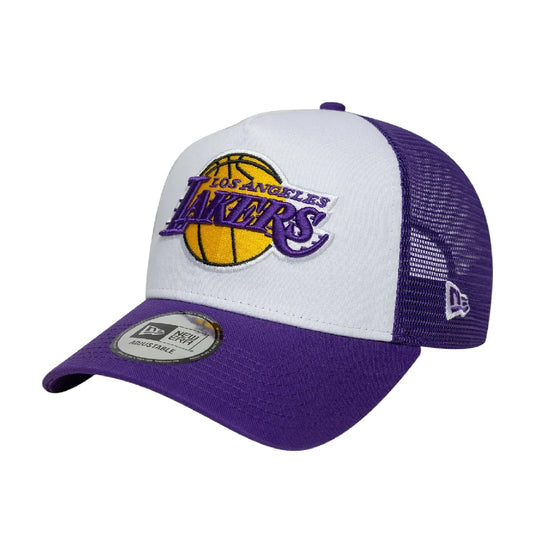 LA Lakers NBA Side Patch Purple 9FORTY A-Frame Trucker Adjustable Cap