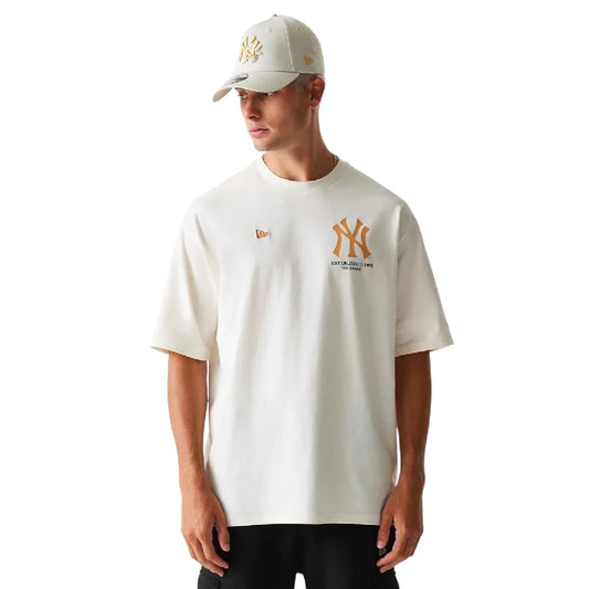 New York Yankees MLB Baseball Graphic Open White Oversized T-Shirt