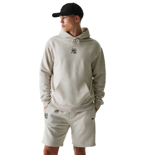 New York Yankees MLB League Essential Cream Oversized Pullover Hoodie