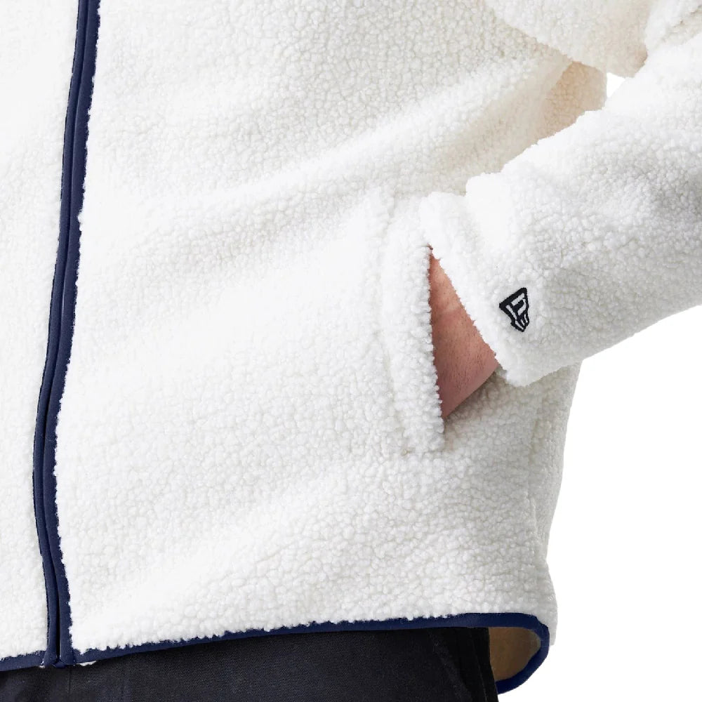 New York Yankees MLB Open White Hooded Sherpa Jacket