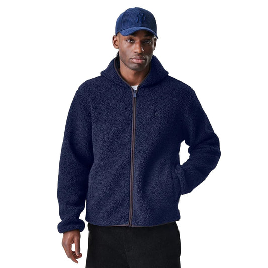 Navy Hooded Sherpa Jacket