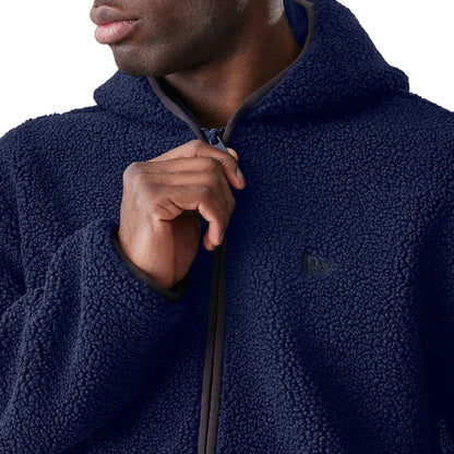 Navy Hooded Sherpa Jacket