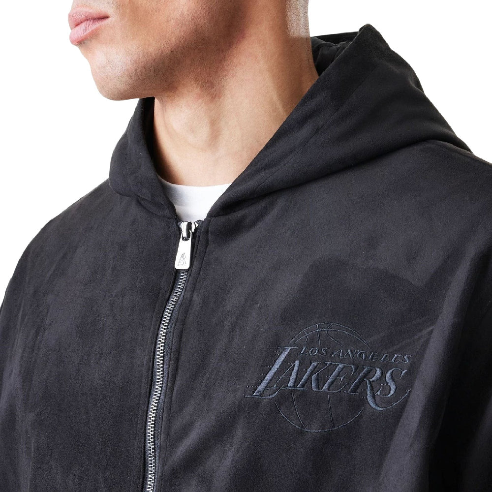 LA Lakers NBA Suede Black Hooded Jacket