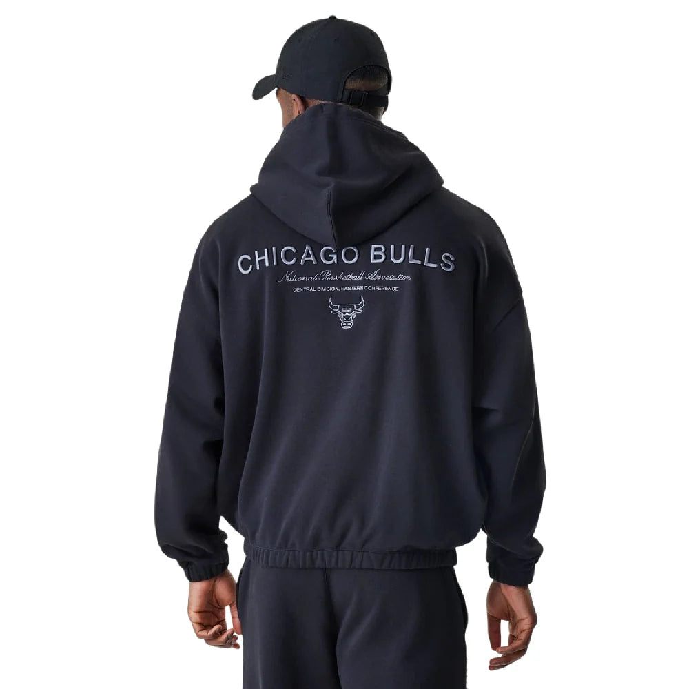 Chicago Bulls NBA Linear Black Oversized Full Zip Hoodie