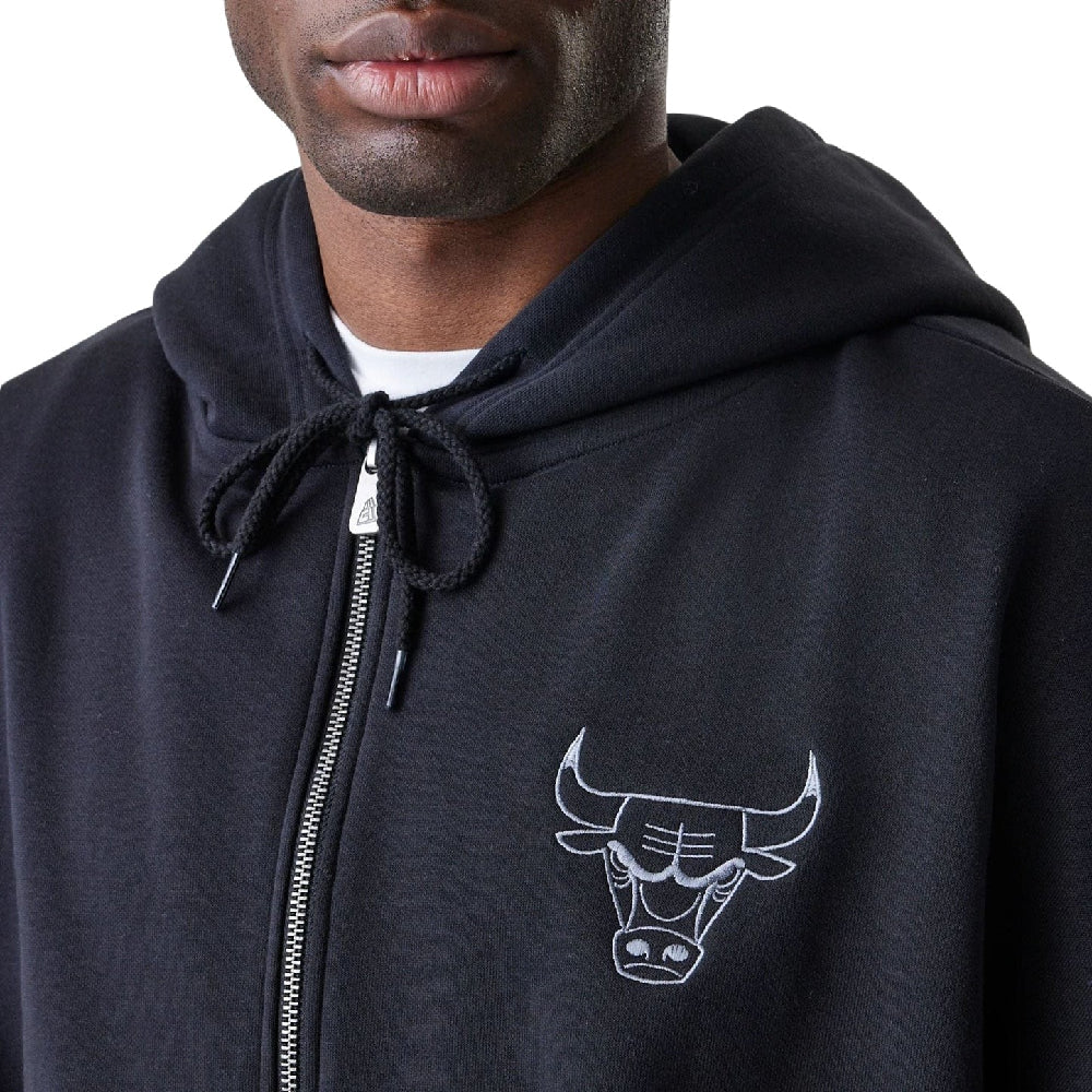 Chicago Bulls NBA Linear Black Oversized Full Zip Hoodie