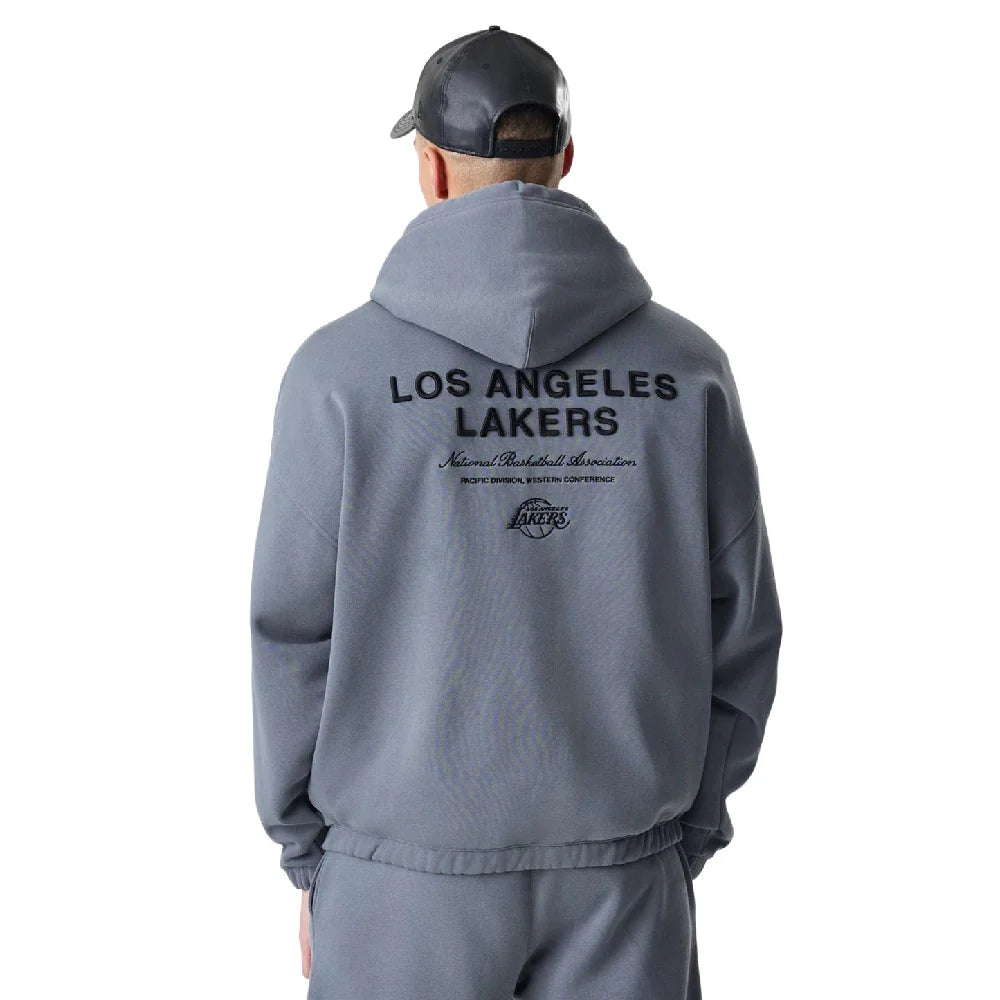 LA Lakers NBA Linear Dark Grey Oversized Full Zip Hoodie