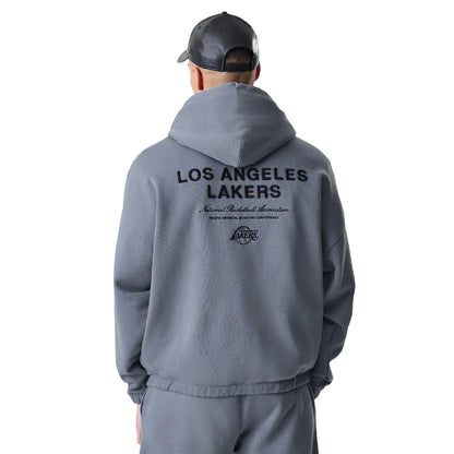 LA Lakers NBA Linear Dark Grey Oversized Full Zip Hoodie