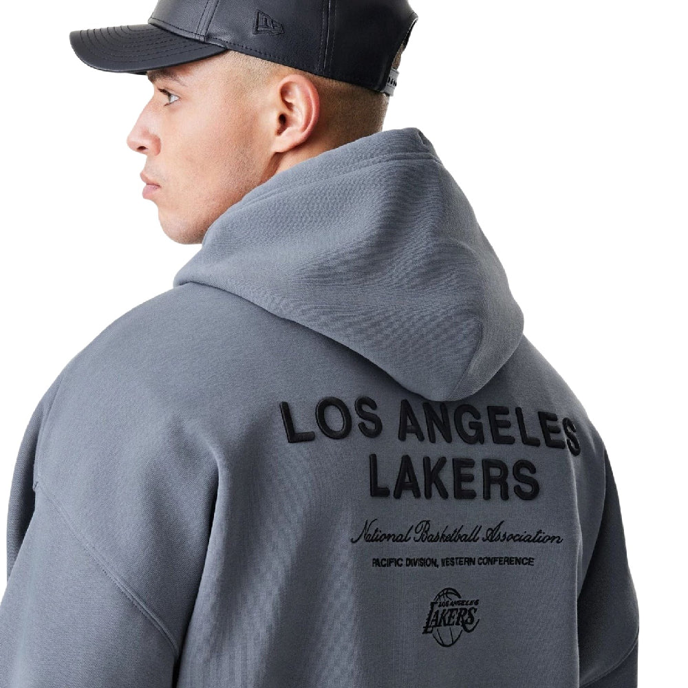 LA Lakers NBA Linear Dark Grey Oversized Full Zip Hoodie