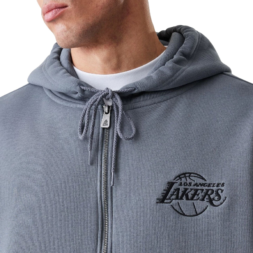 LA Lakers NBA Linear Dark Grey Oversized Full Zip Hoodie
