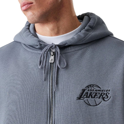 LA Lakers NBA Linear Dark Grey Oversized Full Zip Hoodie