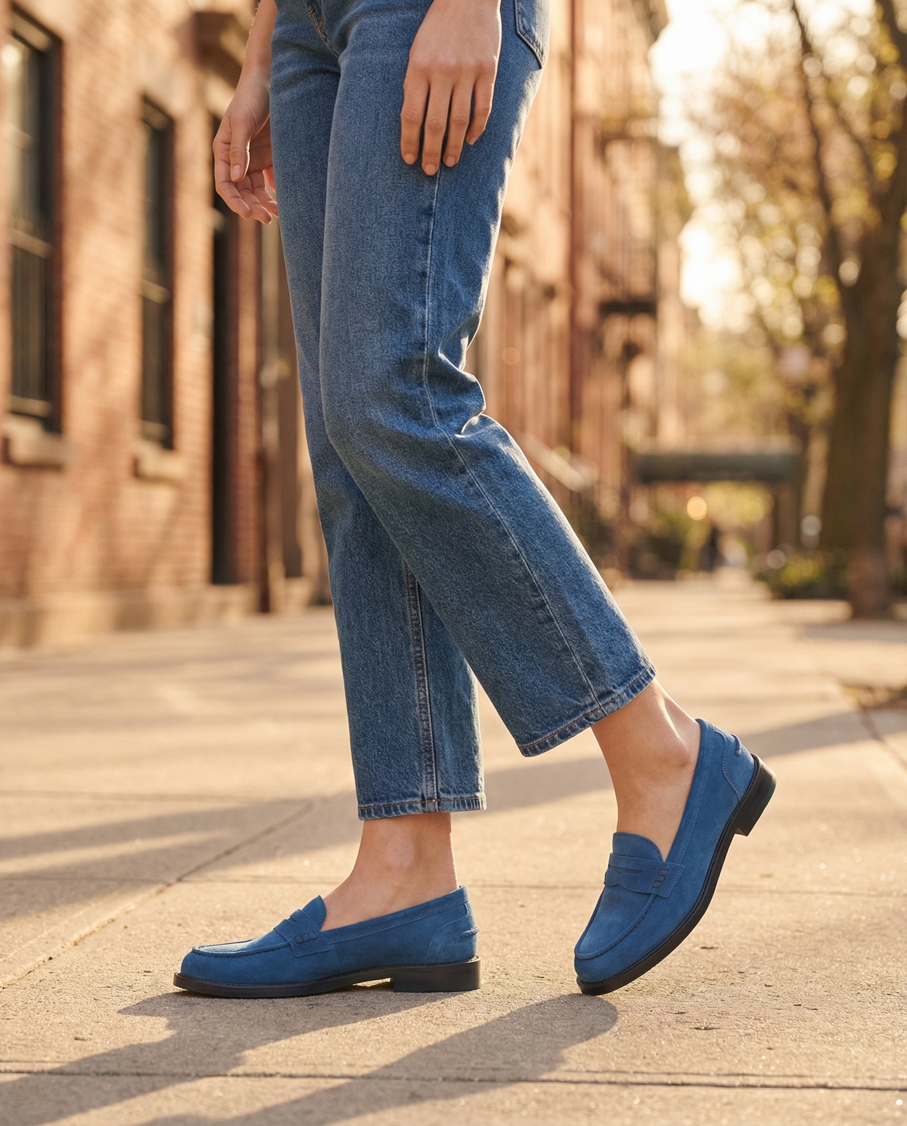 Mocassini Donna in Camoscio - Cobalto