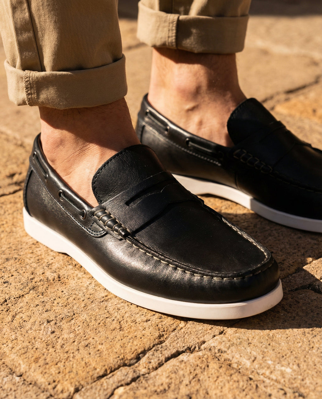 Mocassini Barca 02 con Bendina in Pelle - Blu